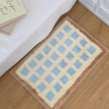 Cute Plaid Soft Tufted Carpet Ant-slip Rug Floor Mats Bathroom Absorbent Bathroom floor mat plush carpet toilet non-slip