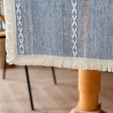 Farmhouse Table Runner Grey Blue 13x72 Inch Cotton Linen Embroidered Striped Wedding Party Rustic Home Christmas Decoration
