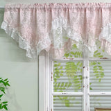 1Pc,Princess Style White Pink Double Layer Jacquard Lace with Ruffles Swag Waterfal Valance Sheer Curtains for Room Windows