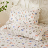 2PCS Printed Cotton Cloth Pillow Cases Princess Lace Ruffle Style Pillow Sham Queen King Bed Pillow Case Sale