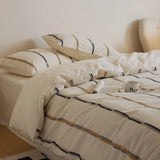 Cotton and Linen Bedding Sets Stripe Yarndyed Duvet Cover Set Sheet Pillowcase Underwear Bed Linens