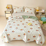Washed Cotton Printed Summer Quilt Air Conditioner Thin Quilt Machine Washable Lightweight Single Double Bedding Soft Breathable