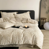 Latest Winter Thickened Milk Fleece 4pcs Bedding Sets Carved Flower Warm Comforter Bedding Sets for Home Bedroom