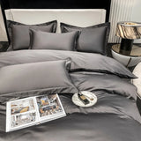 200S Count Long Staple Cotton Solid Color 100% Cotton Duvet Cover Quilt Single Pillowcase Sheet Fitted Bedding Set Queen King