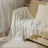 Knitted Twin Size Blanket, Coffee Throw Blanket for Couch Soft Lightweight Breathable Summer Living Room Home Decor Outdoor