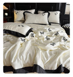 White Butterfly Quilts Air Conditioning Blanket Summer Quilt Silky High Quality Skin-Friendly Bedding with Embroidery 200*230cm
