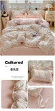 Print Floral Bedding Set Double Layer Yarn Four Pieces Set Soft Comfortable Duvet Cover Bed Sheet With Pillowcases Home Textiles