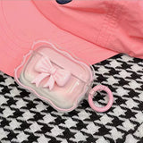 Wave Pink Bow Case For AirPods 4 Pro 3 2 1 Cover TPU Clear Earphone Cases For AirPods Pro 2 2nd Pro2 3rd 4th Generation Coque