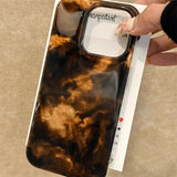 Vortex Pattern Amber Black Brown Blend Silicone Phone Case For iPhone 16 11 12 13 14 15 Pro Max X XS XR 7 8 Plus SE Soft Cover