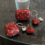Polka Dot Heart Protecitve Case For AirPods 4 Pro 2 Earphone Cover For AirPods 1 2 3 4th Generation Case with Keychain Pendant