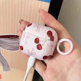 Lovely Pink Cherry Bowknot Gloss Soft Earphone Case For AirPods 4 For AirPods Pro 2 3 1 Headphone Accessories Protection Cover