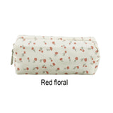 1 Beautiful Canvas Pencil Pouch, Creative Bow Pattern Zipper Pencil Pouch and Desk Organizer, Essential School Supplies