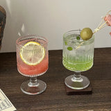 Retro Relief Sculpture Patterned Wine Glass Goblet Drink Fruit Juice Small Size Cups Thick Glass Home Kitchen Bar Supplies