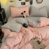 Solid Color Bedding Set Twin Full Queen Size Bed Flat Sheet Soft Kids Adults Duvet Cover Set Quilt Cover Pillowcases Bed Linen