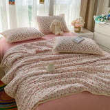 Printed Floral Summer Quilt Four Piece Set Suitable for Bedroom Bedding Set Summer Quilt Bed Sheet With Pillowcases Home Textile