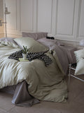 New Premium 00s Gown Satin Full Cotton Bedding Tee-Piece Set Pure Cotton Simple  Color Bedding Comforter Cover
