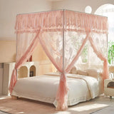 Lace Princess Palace Mosquito Net with Frame Romantic Three-door Bed Curtain with Dustproof Top French Design Home Decor