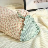 1pcs Cotton Double-layer Sand Buckwheat Shell Headrest Cute Floral Rabbit Ear Breathable Pillow Comfortable Cervical Bolster