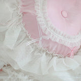 Round Romantic Decorative Pillow Ruffle Lace Design Princess Bedding Accessories Sweet Design