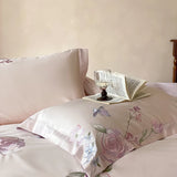 100% Cotton Flowers Embroidery Luxury Bedding Set Double Queen King Size Duvet Cover Set Flat/Fitted Bed Sheet Pillowcases 4Pcs
