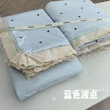 Princess Style Bedding Sets Ruffle Lace Bow Quilt Cover Romantic Print Bedclothes Home Decor Woman Girl Bedroom Duvet Cover 4pcs