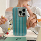 Blue stripes summer phone case for iphone 14pro 15pro 12 14 13 15 pro max 15promax 13pro shell colorful chain ins funda cover