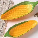 Cartoon creative hand-painted corn ceramic plate relief personalized trend fruit plate snack plate refreshment plate 2PCS
