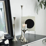 Silver Candlestick,Wedding Party Christmas Festival Dining Table Decor,Home Metal Candle Holder Photo Prop