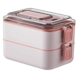 Stainless Steel Two Layer Lunch Box,Portable Bento Box with Cutlery, Large Capacity Food Container, Lunch Box for Women