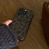 Matte Leopard Amber Silicone Back Cover Neutral Mobile Phone Case For iPhone 16 15 14 13 12 11 Pro Max Protective Fundas Cover
