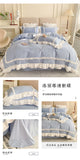 Elegant Lace Bedding Sets Luxury Bed Linen Korean Princess Style Washed Cotton Ruffle Duvet Cover Bed Sheet Pillowcases for Girl