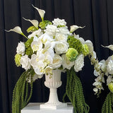 Pink Green Artificial Hydrangea Rose Anthurium Arrangement Wedding Table Centerpiece Floral Runner Party Backdrop Banquet Decor