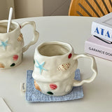 300ml Milk Cup Seashell Ceramic Mug Ocean Themed 3D Coffee Cup Cute Gift for Women/Men Handmade Festival Gift Kitchen Accessorie