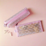 New Flower Edges Cosmetic Bag Lace Heart Transparent Makeup Storage Pouch Sweet Mesh Toiletry Bag Storage for Travel