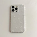 Simple white bow phone case stand holder cover for iphone 13 15promax 13pro 15 pro max 11 14 12  ins transparent bracelet capa