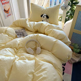 New solid color simple washed cotton student bed sheet four-piece set machine washable student dormitory three-piece set