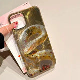 INS Korean Style Golden Python Phone Case For iPhone 16 Pro Max 15 14 Plus 13 12 11 XS X XR 7 8 SE 2020 2022 Clear Bumper Cover