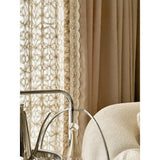 Cream Color Retro Cotton Linen Texture Hollowed Out Lace Bead Lace Curtains for Living Room Bedroom French Window Customized