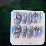 10Pcs High Quality Handmade Press on Nails Heavy Industry Diamond Decoration Luxury Dark and niche style Spicy Girl Nail Diamond