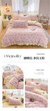 Black Lace Ruffles Korean Bow Decor Bedding Set Duvet Cover Pillowcase Washed Cotton Four-Piece Sets Soft Quilt Cover Bed Sheet