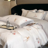 Luxury Digital Printing Flowers and Plants Bedding Set Lyocell Eucalyptus Fiber Soft Silky Duvet Cover Bed Sheet Pillowcase 4Pcs