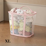 Foldable Mesh Laundry Basket Portable Storage Bag Space Saving Organizer for Clothes Home Travel Laundry Room Large Capacity