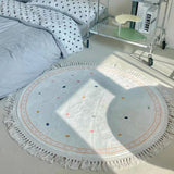 Tassel Round Living Room Large Area Carpets Cute White Children's Carpet Spotted Pattern Girl's Bedroom Rug Plush Soft Rugs 양탄자