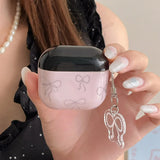 Japan Korea cute style line bow pink silicone earphone case for apple airpods 1 2 3 4 pro 2 charging box soft protection cover