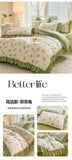 Fashion Flower Bedding Set Bed Sheet Cute Princess AB Double Sided Ruffle Flower Quilt Cover Pillowcase Bedclothes Home Textiles