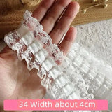White Lace Lace Ribbons Accessories Lace Trim Handmade DIY Extended Clothes Pleated Sewing Decorative Fabric Skirt Hem Fabric