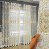 European High-End Pearl Lace Embroidered Sheer Curtains For Living Rooms, Beige Tulle Curtains For Bedroom, Home Window Curtains