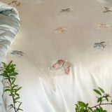 Colorful Butterfly Embroidery Lyocell Bamboo Fiber Soft Silky 3/4Pcs Bedding Set Duvet Cover Flat/Fitted Bed Sheet Pillowcases
