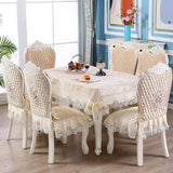 Dining Table Chair Cover Set European Jacquard Cushion Chair Rectangle Round Coffee Tablecloth Table Cloth Home Decor Dustproof