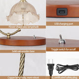 Mid-Century Bedside Table Lamp Modern Glass Flower Desk Lamp Gold Reading Lamp